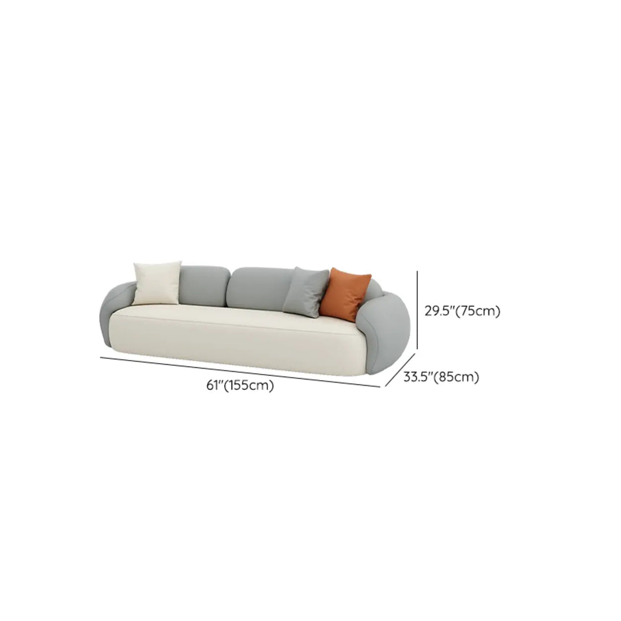 Grey White Scratch Resistant Leather Tight Back Sofa Image - 12
