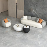 Grey White Scratch Resistant Leather Tight Back Sofa Image - 5