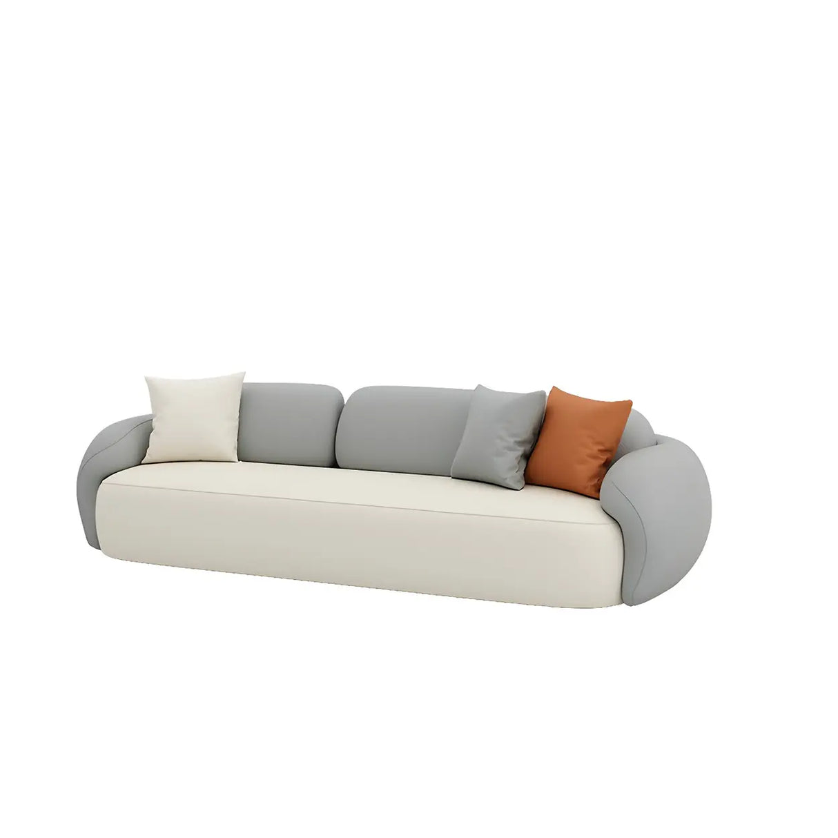 Grey White Scratch Resistant Leather Tight Back Sofa Image - 9