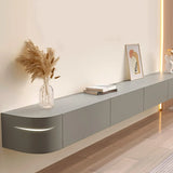 Grey Wood Floating Mount Rectangle TV Stand Image - 1