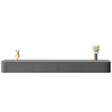 Grey Wood Floating Mount Rectangle TV Stand Image - 17