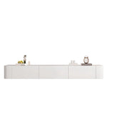 Grey Wood Floating Mount Rectangle TV Stand Image - 2
