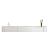 Grey Wood Floating Mount Rectangle TV Stand Image - 23