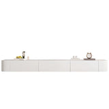 Grey Wood Floating Mount Rectangle TV Stand Image - 25