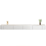 Grey Wood Floating Mount Rectangle TV Stand Image - 28