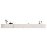 Grey Wood Floating Mount Rectangle TV Stand Image - 30