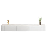 Grey Wood Floating Mount Rectangle TV Stand Image - 9