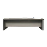 Grey Wood L-Shape Executive Desk with Exterior Shelf Image - 6
