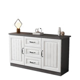 Grey Wooden Cabinet Drawers Rectangular TV Stand Image - 23