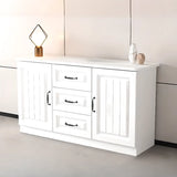 Grey Wooden Cabinet Drawers Rectangular TV Stand Image - 26