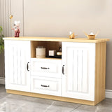 Grey Wooden Cabinet Drawers Rectangular TV Stand Image - 28