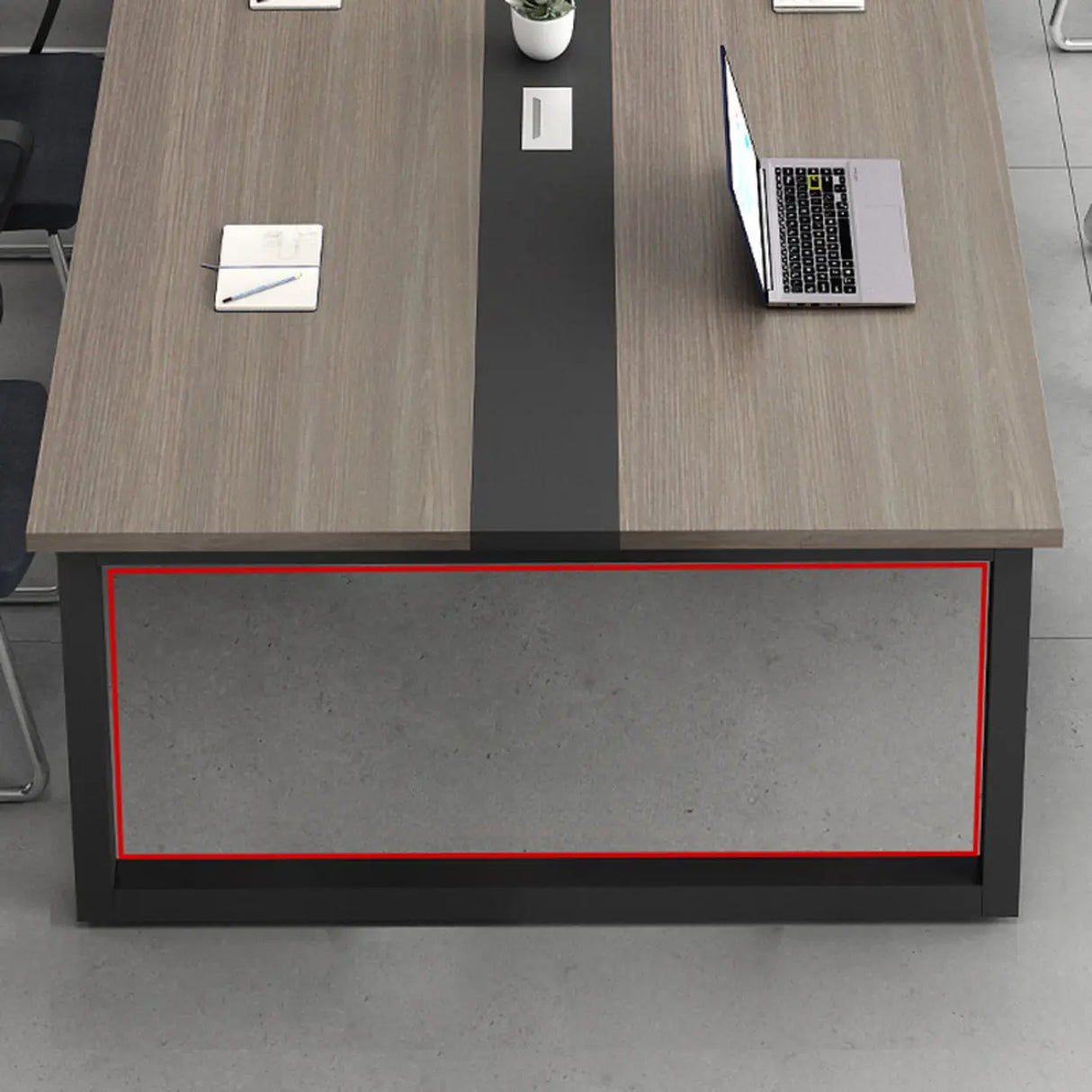 Grey Wooden Long Deep Multi-person Conference Desk Image - 10