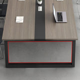 Grey Wooden Long Deep Multi-person Conference Desk Image - 10