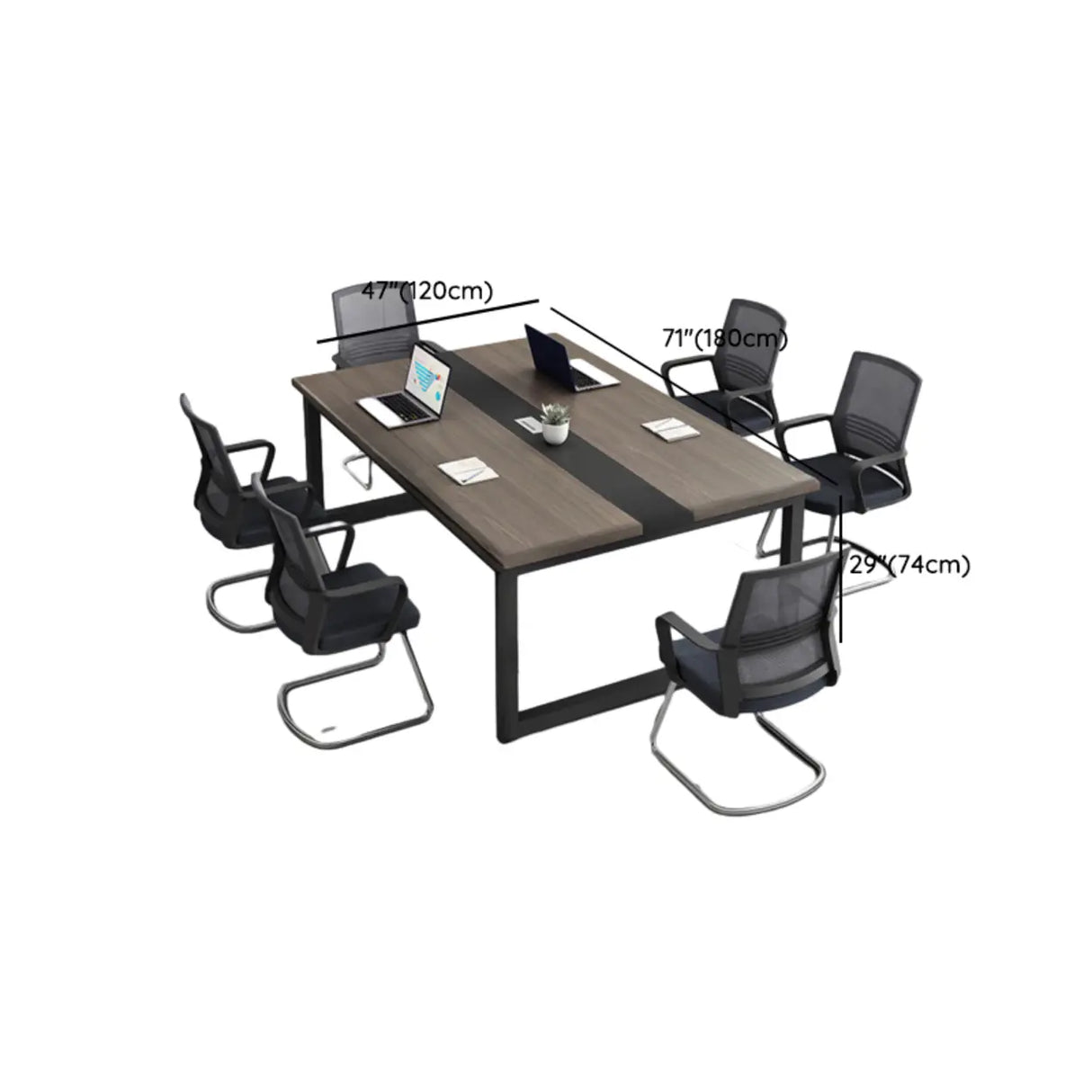 Grey Wooden Long Deep Multi-person Conference Desk 