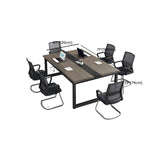 Grey Wooden Long Deep Multi-person Conference Desk #size