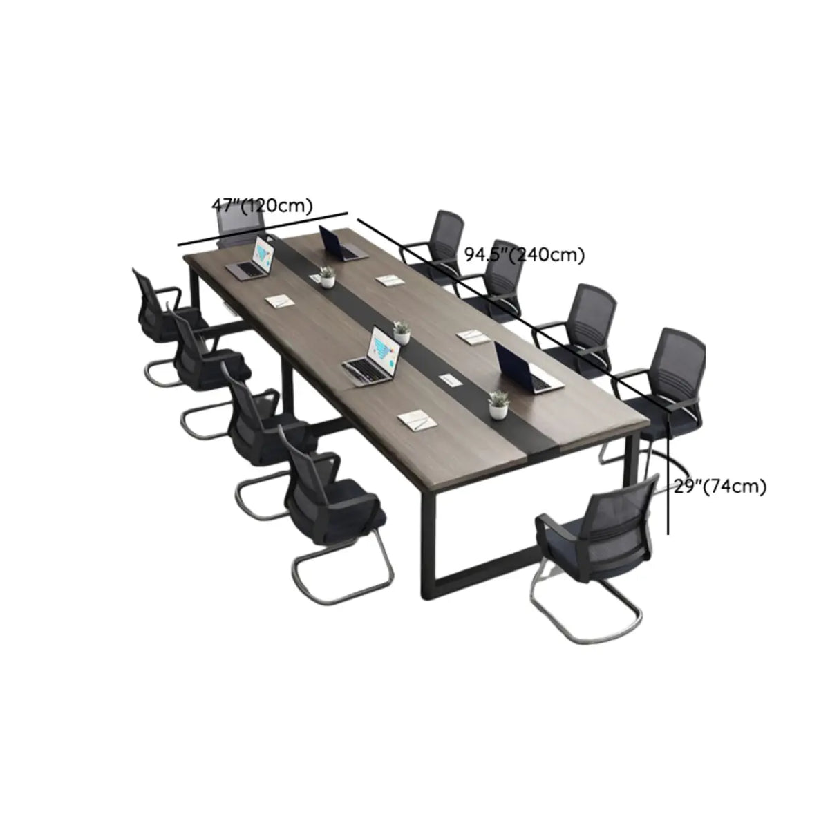 Grey Wooden Long Deep Multi-person Conference Desk Image - 12