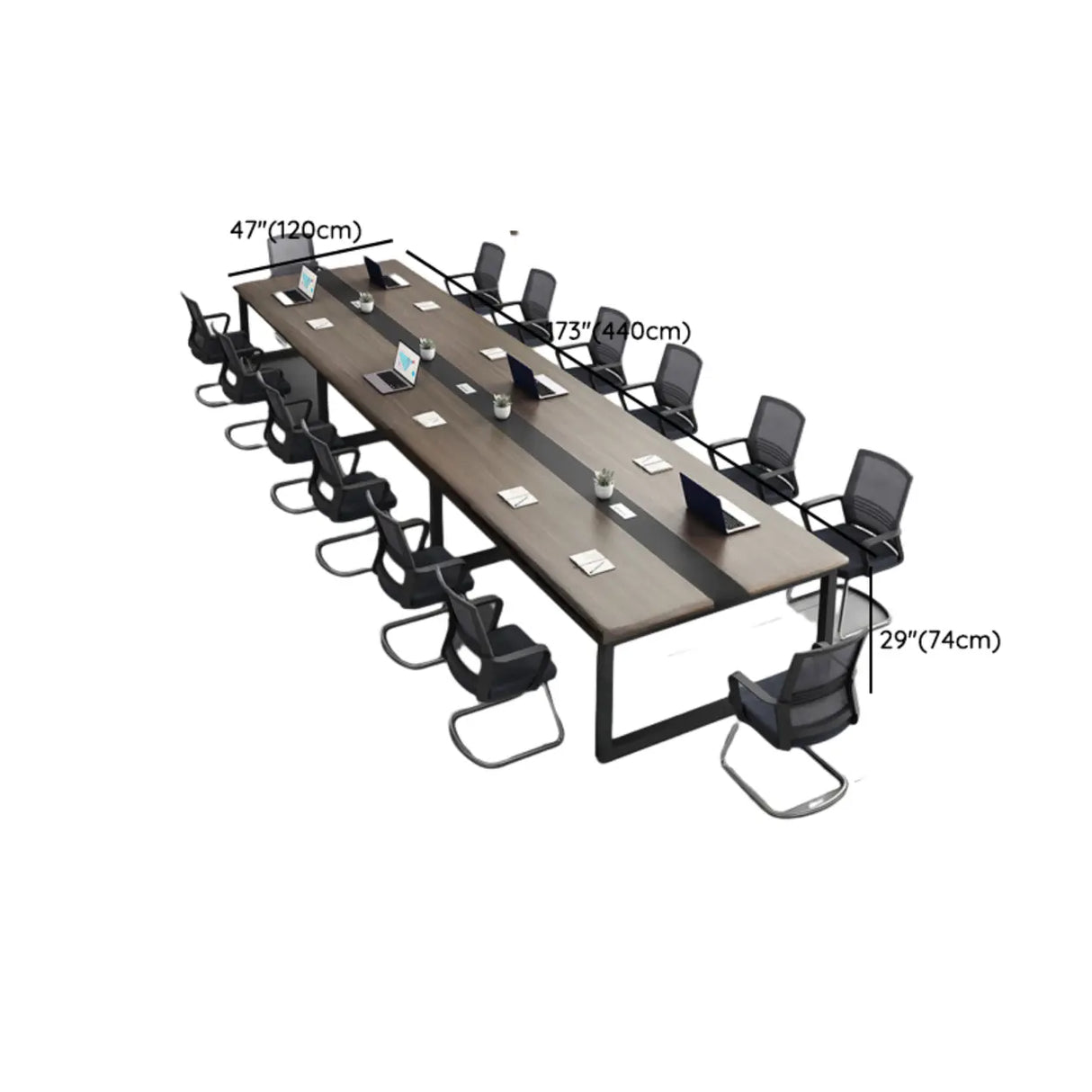 Grey Wooden Long Deep Multi-person Conference Desk Image - 16