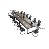 Grey Wooden Long Deep Multi-person Conference Desk Image - 16