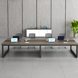 Grey Wooden Long Deep Multi-person Conference Desk Image - 4