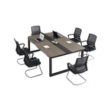 Grey Wooden Long Deep Multi-person Conference Desk Image - 6