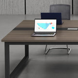 Grey Wooden Long Deep Multi-person Conference Desk Image - 8