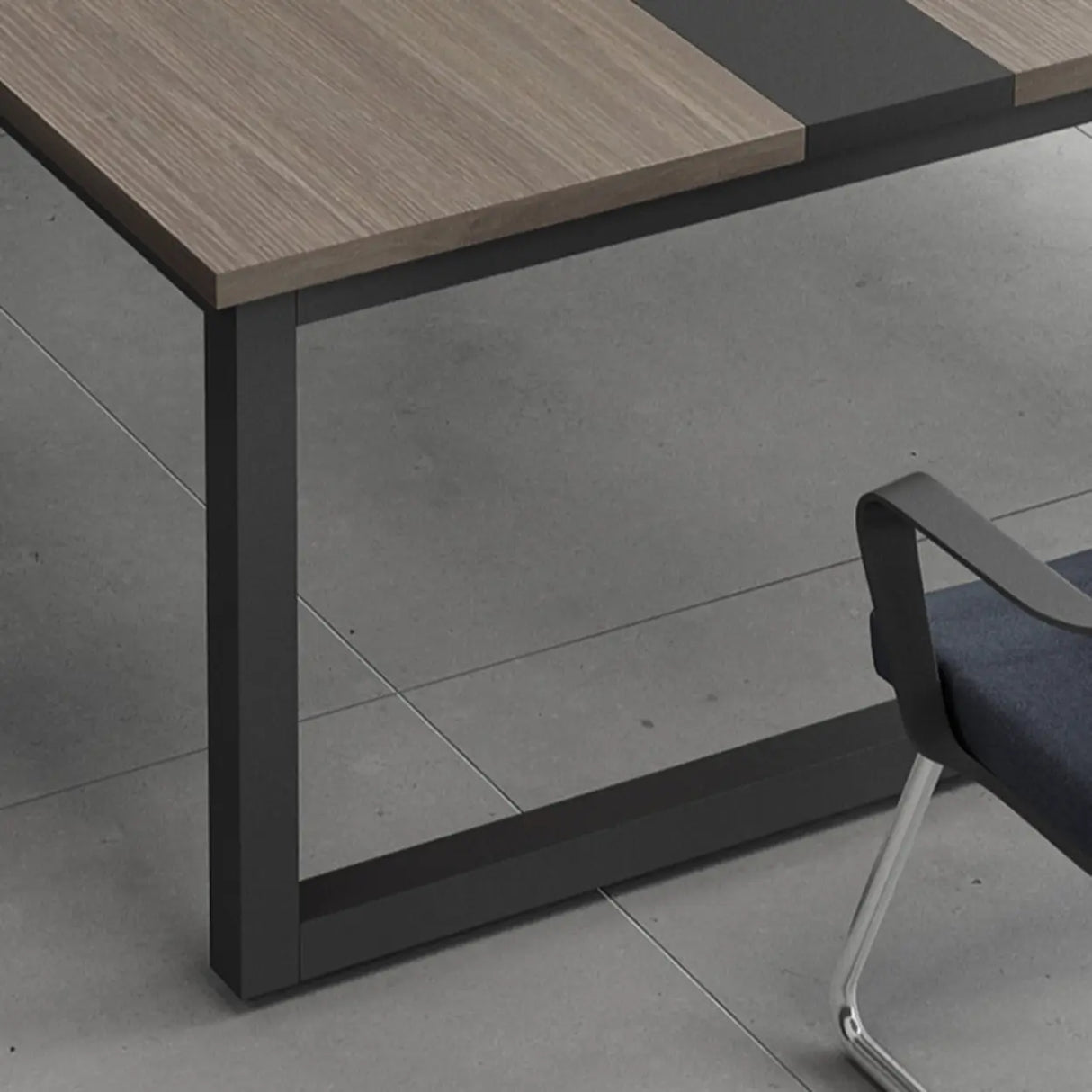 Grey Wooden Long Deep Multi-person Conference Desk Image - 9