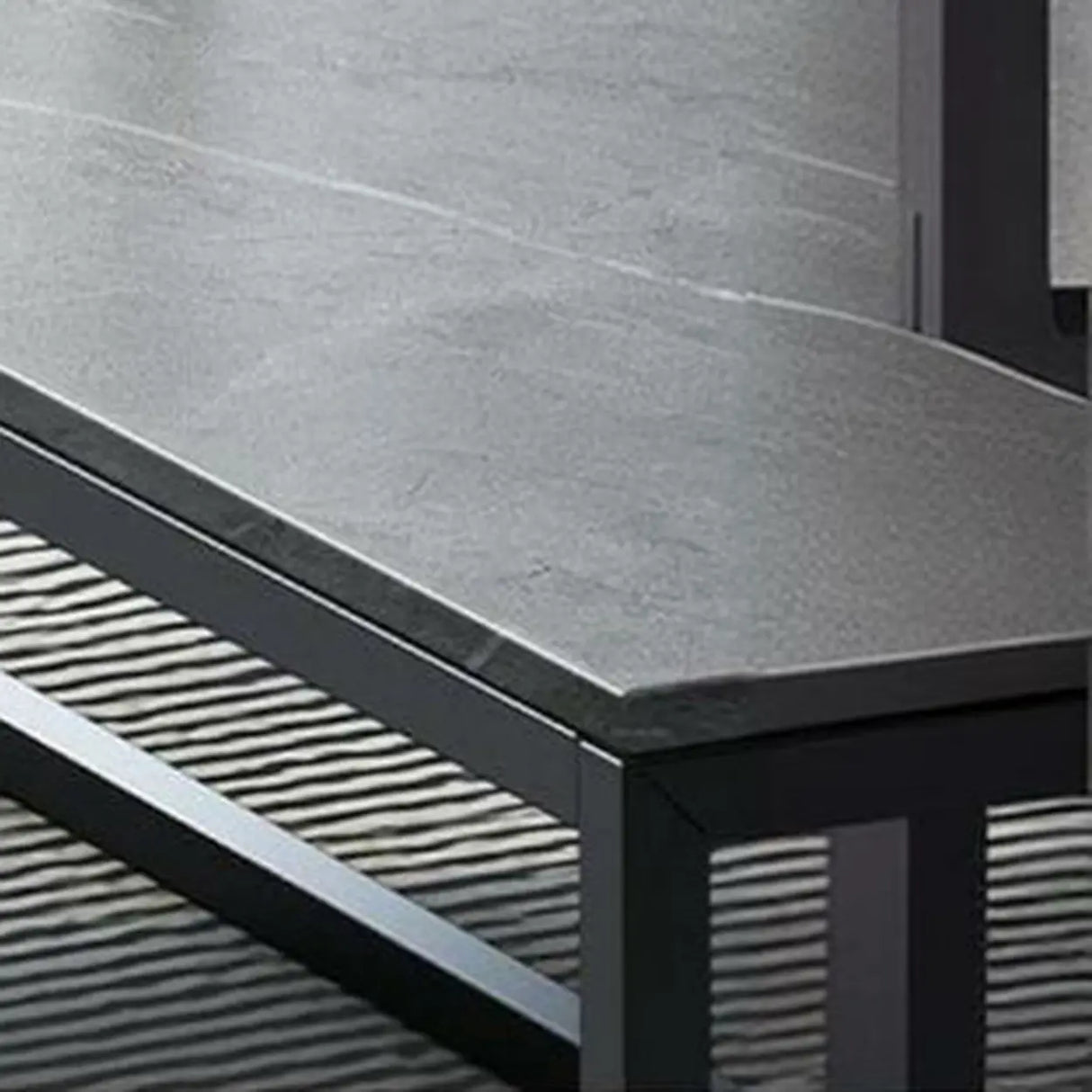 Grey Wooden Rectangular Steel Frame Coffee Table Image - 11