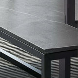 Grey Wooden Rectangular Steel Frame Coffee Table Image - 11