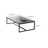 Grey Wooden Rectangular Steel Frame Coffee Table #size
