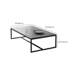 Grey Wooden Rectangular Steel Frame Coffee Table Image - 14