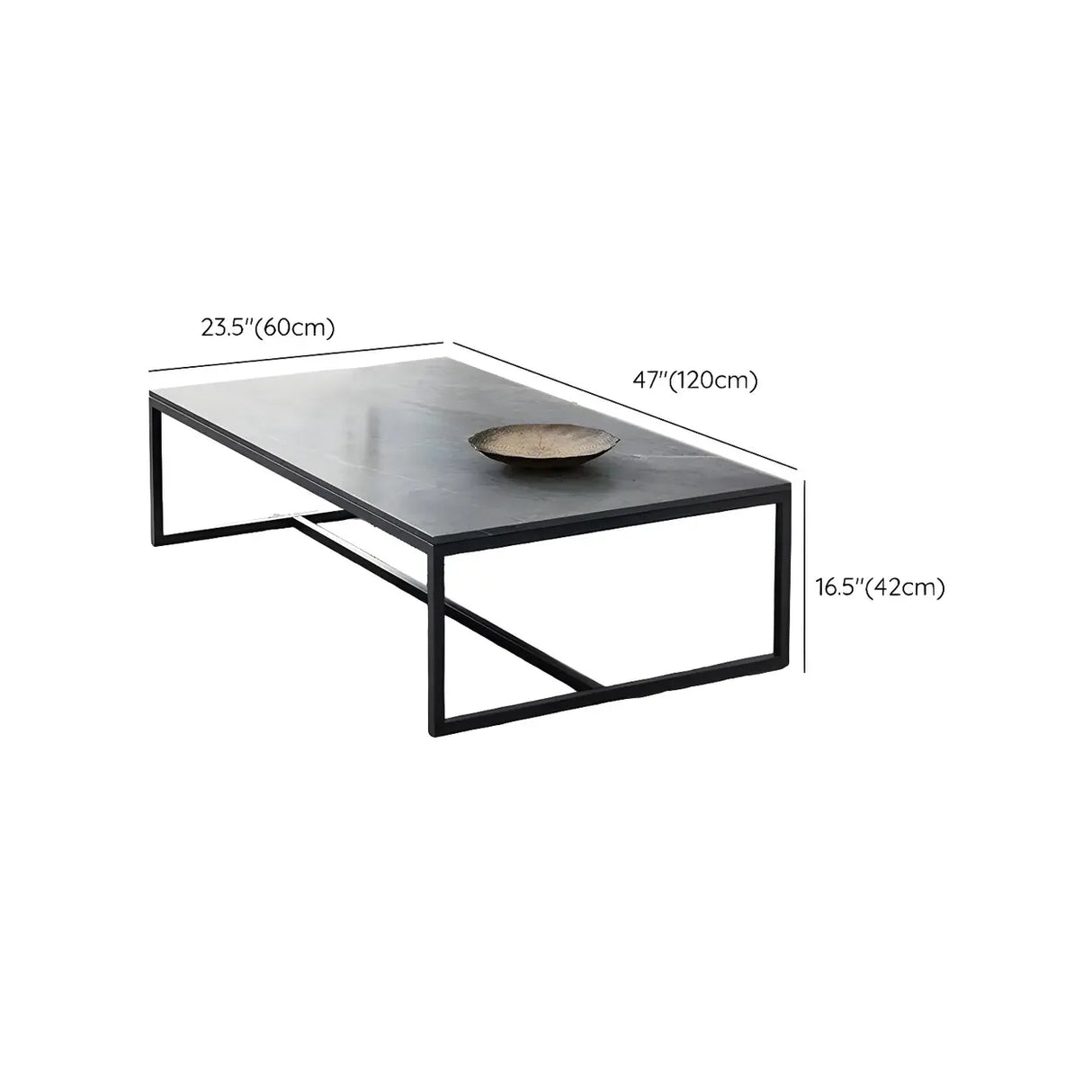 Grey Wooden Rectangular Steel Frame Coffee Table Image - 15