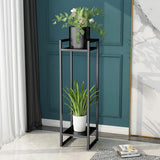 Ground Metal Nesting 2-Tier Square Plant Stand Black Image - 8
