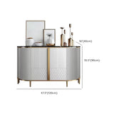 Half-Circle Faux Marble Grey Console Table with Cabinets Image - 21