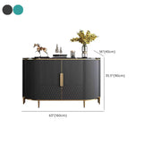 Half-Circle Faux Marble Grey Console Table with Cabinets Image - 22