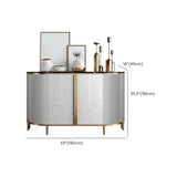 Half-Circle Faux Marble Grey Console Table with Cabinets Image - 23