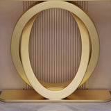 Half-Circle Stone Top Double Ring Metal Base Console Table Image - 13