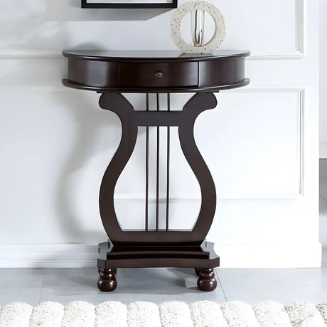 Half Moon Birch Dark Wood Console Table with Drawers Image - 1