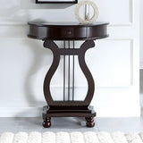 Half Moon Birch Dark Wood Console Table with Drawers Image - 1