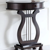 Half Moon Birch Dark Wood Console Table with Drawers Image - 4