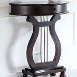 Half Moon Birch Dark Wood Console Table with Drawers Image - 4
