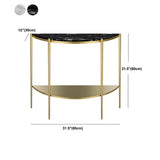 Half Moon Black Marble Entryway Console Table with Shelves Image - 10