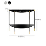 Half Moon Black Marble Entryway Console Table with Shelves Image - 11