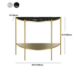 Half Moon Black Marble Entryway Console Table with Shelves Image - 12