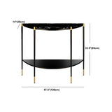 Half Moon Black Marble Entryway Console Table with Shelves Image - 13