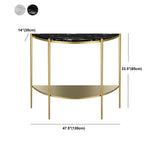 Half Moon Black Marble Entryway Console Table with Shelves Image - 14