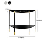 Half Moon Black Marble Entryway Console Table with Shelves #size