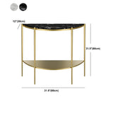 Half Moon Black Marble Entryway Console Table with Shelves Image - 10