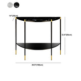 Half Moon Black Marble Entryway Console Table with Shelves Image - 11