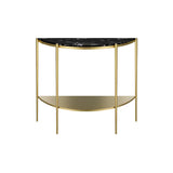 Half Moon Black Marble Entryway Console Table with Shelves Image - 5