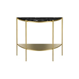 Half Moon Black Marble Entryway Console Table with Shelves Image - 5